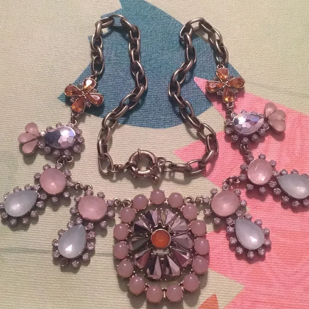Anthropologie Crystal & Mirror Statement Necklace